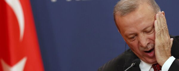 Президент Турции Реджеп Тайип Эрдоган на пресс-конференции (7 октября 2019). Белград, Сербия - Sputnik Армения