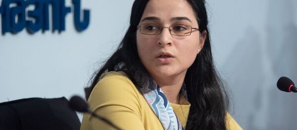Пресс-секретарь министерства иностранных дел Армении Анна Нагдалян на пресс-конференции (18 марта 2020). Еревaн - Sputnik Արմենիա