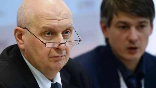 Директор Центра исследований федерального и региональных рынков алкоголя ЦИФРРА Вадим Дробиз (слева) (15 января 2015). - Sputnik Армения