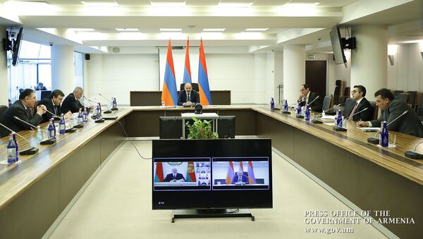 Премьер-министр Никол Пашинян в режиме видеоконференции принял участие в рабочей встрече членов ЕАЭС (14 апреля 2020). Еревaн - Sputnik Արմենիա