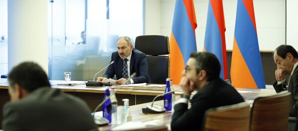 Премьер-министр Никол Пашинян в режиме видеоконференции принял участие в рабочей встрече членов ЕАЭС (14 апреля 2020). Еревaн Премьер-министр Никол Пашинян в режиме видеоконференции принял участие в рабочей встрече членов ЕАЭС (14 апреля 2020). Еревaн - Sputnik Армения