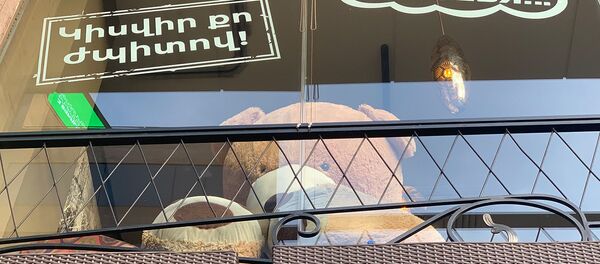 Надписи на витрине одного из ресторанов в Ереване Надписи на витрине одного из ресторанов в Ереване - Sputnik Արմենիա