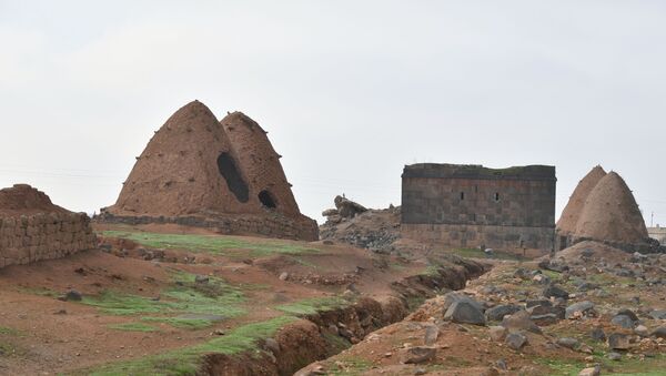 Древние хранилища для зерна и древний подземный храм в поселке Сукейя в Идлибе, освобожденном сирийскими войсками  - Sputnik Армения