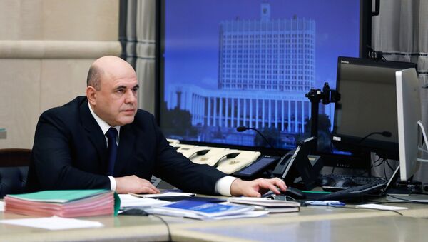 Премьер-министр России Михаил Мишустин провел заседание правительства  в режиме видеоконференции (30 апреля 2020). Москвa - Sputnik Армения