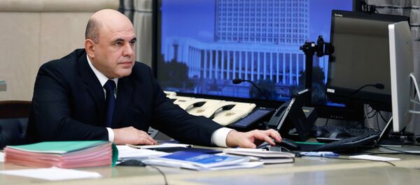 Премьер-министр России Михаил Мишустин провел заседание правительства в режиме видеоконференции (30 апреля 2020). Москвa Премьер-министр России Михаил Мишустин провел заседание правительства в режиме видеоконференции (30 апреля 2020). Москвa - Sputnik Армения