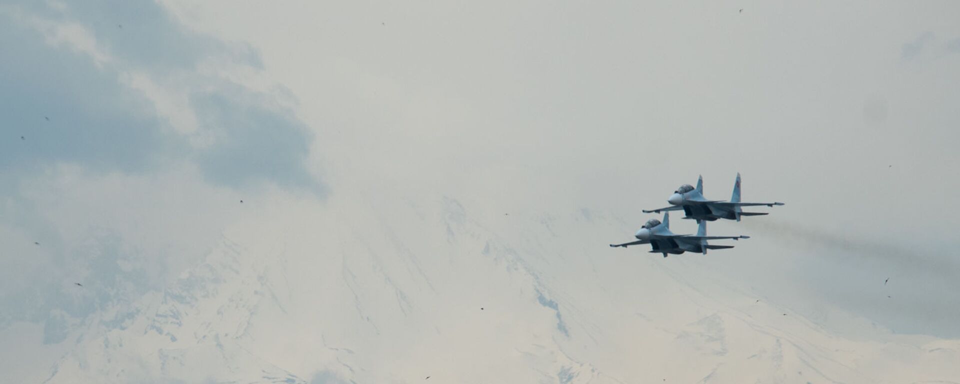 Истребители Су-30СМ пролетают над парком Победы на авиапараде (9 мая 2020). Еревaн - Sputnik Արմենիա, 1920, 25.03.2021