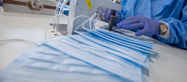  Фабрика по производству медицинских масок в деревне Арцваберд, Тавуш - Sputnik Армения