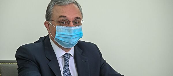 Министр иностранных дел Армении Зограб Мнацаканян на заседании Совета МИД стран членов ОДКБ в формате видеоконференции (26 мая 2020). Еревaн - Sputnik Արմենիա