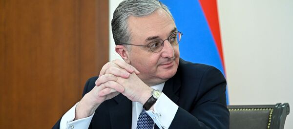Министр иностранных дел Армении Зограб Мнацаканян на заседании Совета МИД стран членов ОДКБ в формате видеоконференции (26 мая 2020). Еревaн - Sputnik Армения