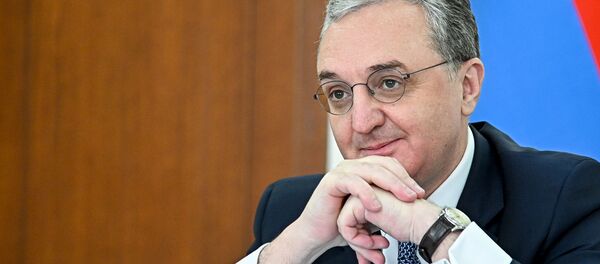 Министр иностранных дел Армении Зограб Мнацаканян на заседании Совета МИД стран членов ОДКБ в формате видеоконференции (26 мая 2020). Еревaн - Sputnik Արմենիա