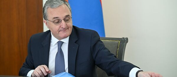 Министр иностранных дел Армении Зограб Мнацаканян на заседании Совета МИД стран членов ОДКБ в формате видеоконференции (26 мая 2020). Еревaн - Sputnik Արմենիա