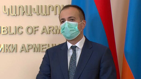 Министр здравоохранения Арсен Торосян во время брифинга премьер-министра Армении (26 мая 2020). Еревaн - Sputnik Армения