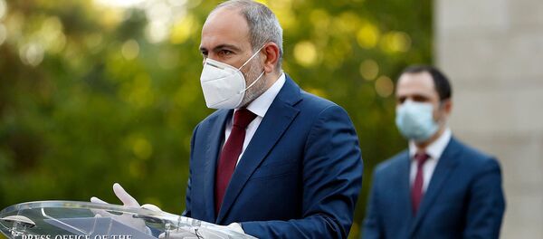 Кадр из онлайн брифинга с участием Никола Пашиняна, Артура Асояна и Давида Патрикяна (5 июня 2020). Еревaн - Sputnik Армения