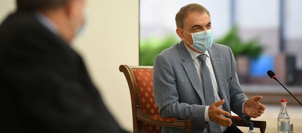 Научный руководитель МЦ Арабкир Ара Баблоян во время обсуждения по предотвращению ситуации с коронавирусом в Армении (9 июня 2020). Еревaн Научный руководитель МЦ Арабкир Ара Баблоян во время обсуждения по предотвращению ситуации с коронавирусом в Армении (9 июня 2020). Еревaн - Sputnik Армения