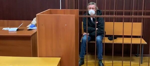 Актер Михаил Ефремов в Таганском районном суде, снимок с видео (9 июня 2020). Москвa - Sputnik Армения