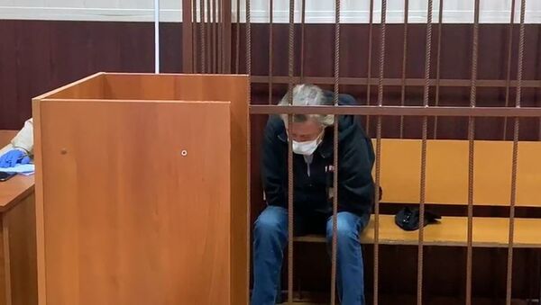 Актер Михаил Ефремов в Таганском районном суде, снимок с видео (9 июня 2020). Москвa - Sputnik Армения