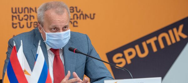 Посол России в Армении Сергей Копыркин во время онлайн пресс-конференции (11 июня 2020). Еревaн - Sputnik Армения