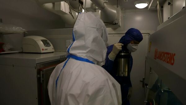 Специалисты продолжают совместно проводить тестирование на коронавирусную болезнь в российской мобильной лаборатории для изучения инфекции Covid-19 - Sputnik Արմենիա