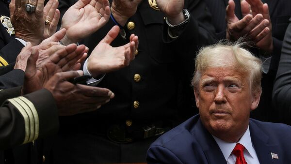 Президент США Дональд Трамп после подписания распоряжения о реформе полиции в Розовом саду Белого дома США - Sputnik Армения