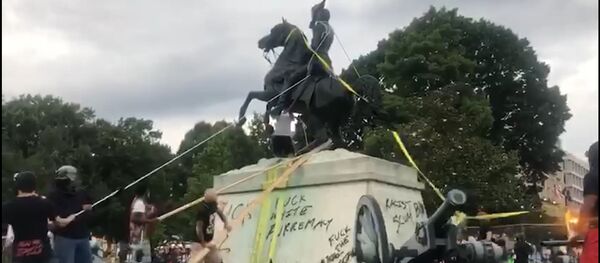 В США протестующие пытались повалить памятник 7-му президенту США - видео В США протестующие пытались повалить памятник 7-му президенту США - видео - Sputnik Армения