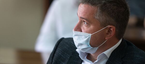 Глава Beeline в Армении Андрей Пятахин на обсуждении в Госкомиссии по защите экономической конкуренции о покупке дочерней компании Билайн в Армении (7 июля 2020). Еревaн - Sputnik Армения