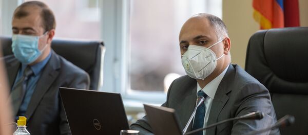 Глава Госкомиссии по защите экономической конкуренции Армении Гегам Геворкян на обсуждении покупки дочерней компании Билайн в Армении (7 июля 2020). Еревaн - Sputnik Армения