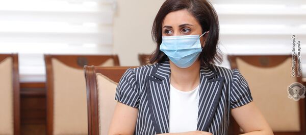 Пресс-секретарь министерства обороны Шушан Степанян во время встречи министра с Чрезвычайным и Полномочным послом США (7 июля 2020). Еревaн Пресс-секретарь министерства обороны Шушан Степанян во время встречи министра с Чрезвычайным и Полномочным послом США (7 июля 2020). Еревaн - Sputnik Արմենիա