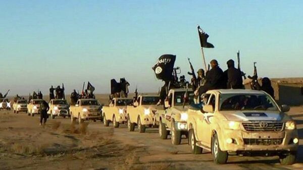 Колонна автомобилей с боевиками Исламского государства на пути из Сирии в Ирак. Архивное фото - Sputnik Արմենիա