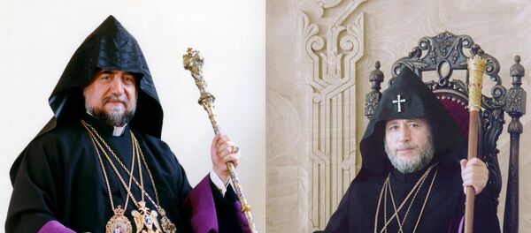 Ն.Ս.Օ.Տ.Տ. Գարեգին Բ. Ամենայն Հայոց Կաթողիկոս և Ն.Ս.Օ.Տ.Տ. Արամ Ա. Մեծի Տանն Կիլիկիոյ Կաթողիկոսը Ն.Ս.Օ.Տ.Տ. Գարեգին Բ. Ամենայն Հայոց Կաթողիկոս և Ն.Ս.Օ.Տ.Տ. Արամ Ա. Մեծի Տանն Կիլիկիոյ Կաթողիկոսը - Sputnik Արմենիա