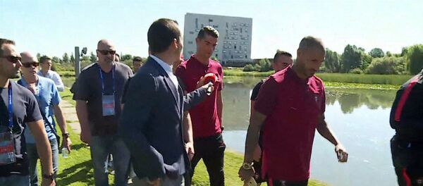 СПУТНИК_Криштиану Роналду выхватил у журналиста микрофон и выбросил его в озеро - Sputnik Армения