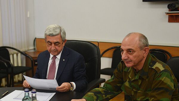 Президенты Армении и Нагорно-карабахской Республики Серж Саргсян и Бако Саакян  - Sputnik Армения