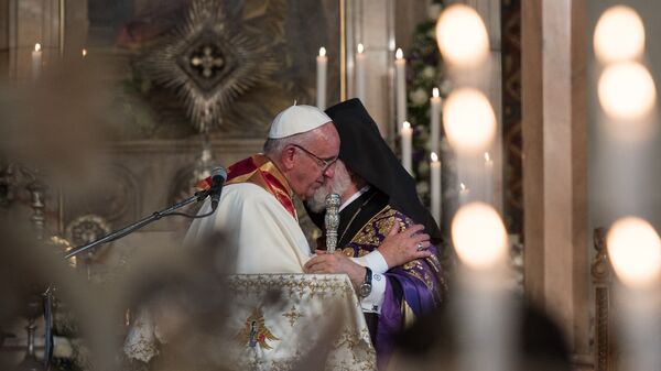 Папа Римский Франциск I и Католикос Гарегин II в Первопрестольном Св. Эчмиадзине - Sputnik Արմենիա