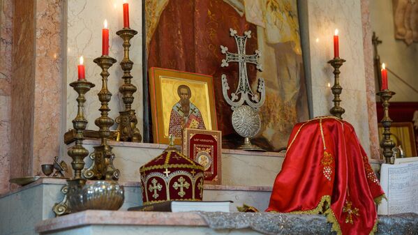 Внутреннее убранство церкви Святого Григория Просветителя в Риге. - Sputnik Армения