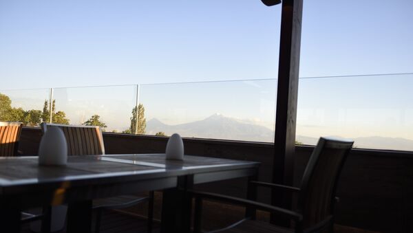 Вид на гору Арарат из кафе - Sputnik Արմենիա