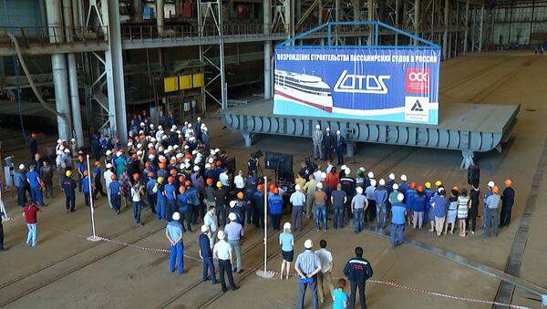 СПУТНИК_Церемония закладки первого в России круизного лайнера на заводе Лотос - Sputnik Армения