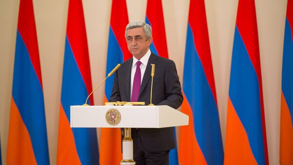 Церемония награждения по случаю 25-й годовщины Независимости Республики Армения в резиденции Президента. Серж Саргсян - Sputnik Արմենիա