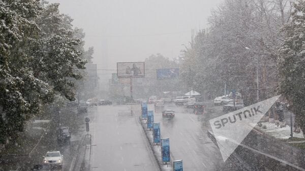Заснеженная улица в Ереване. - Sputnik Армения