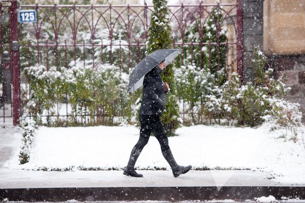 В Ереване пошел первый снег, 2016г. - Sputnik Армения