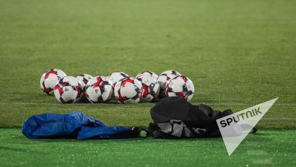 Футбольные мячи на поле - Sputnik Արմենիա