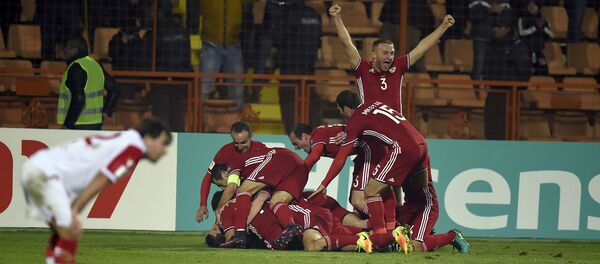 Футбольный матч Армения - Черногория. Сборная Армении празднует победу - Sputnik Армения