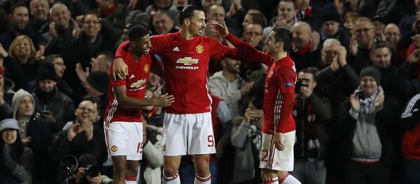 Генрих Мхитарян со Златаном Ибрагимовичем и Маркусом Рэшфордом - Sputnik Армения