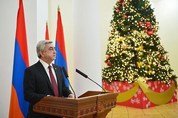 По случаю Нового года и Святого Рождества Президент пригласил на приём представителей СМИ По случаю Нового года и Святого Рождества Президент пригласил на приём представителей СМИ - Sputnik Արմենիա