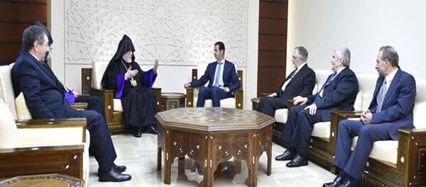 Президент Аль-Асад принял Киликийского Католикоса Армянской православной церкви Арама I Кешишяна Президент Аль-Асад принял Киликийского Католикоса Армянской православной церкви Арама I Кешишяна - Sputnik Արմենիա