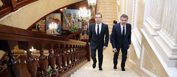 Официальный визит премьер-министра РА Карена Карапетяна с премьер-министром РФ Дмитрием Медведевым - Sputnik Армения