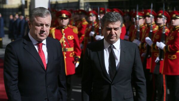 Премьер-министры Грузии и Армении Георгий Квирикашвили и Карен Карапетян - Sputnik Արմենիա