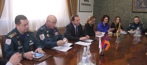 Министр чрезвычайных ситуаций встретился с руководителем Международного комитета Красного Креста Министр чрезвычайных ситуаций встретился с руководителем Международного комитета Красного Креста - Sputnik Армения