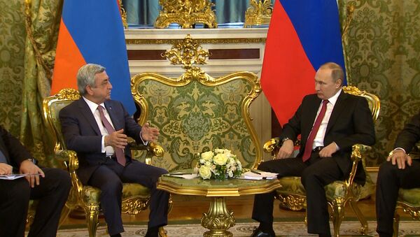 Встреча в Кремле президентов Армении и России Сержа Саргсяна и Владимира Путина - Sputnik Армения