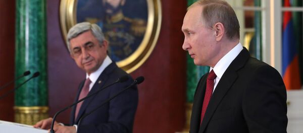 Переговоры президента РФ В. Путина с президентом Армении С. Саргсяном Переговоры президента РФ В. Путина с президентом Армении С. Саргсяном - Sputnik Армения