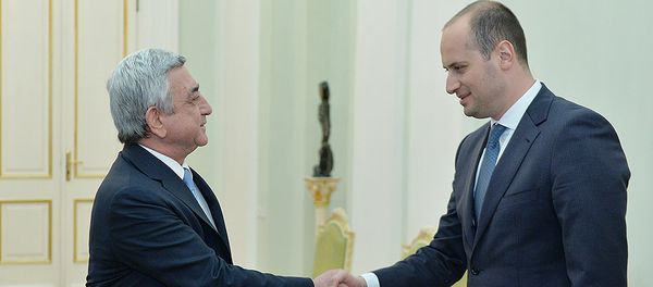 Президент Армении Серж Саргсян принял МИД Грузии Михеила Джанелидзе Президент Армении Серж Саргсян принял МИД Грузии Михеила Джанелидзе - Sputnik Արմենիա