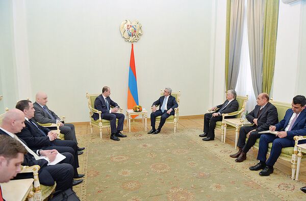 Президент Армении Серж Саргсян принял МИД Грузии Михеила Джанелидзе Президент Армении Серж Саргсян принял МИД Грузии Михеила Джанелидзе - Sputnik Արմենիա